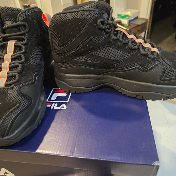 Fila Ranger Boot Mid-Top Suede Shoes Black / Orange 1BM01277-001 Mens Size 11 - Picture 3 of 14
